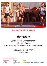 Rangliste - Swiss Athletics Sprint