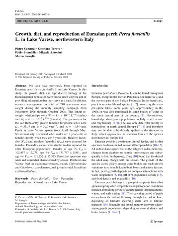 Growth, diet, and reproduction of Eurasian perch Perca fluviatilis L ...