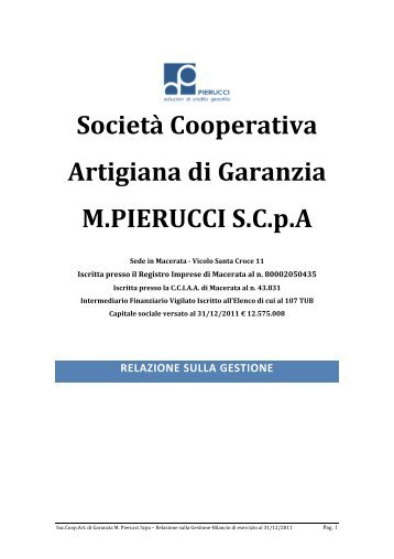 SocietÃ  Cooperativa Artigiana di Garanzia M.PIERUCCI S.C.p.A