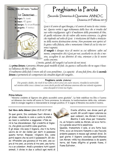 preghiamo la parola 2Â°scheda.pdf - Parrocchia di S. Maria Madre ...