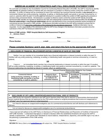 aap full disclosure statement form - Academic Pediatric Association