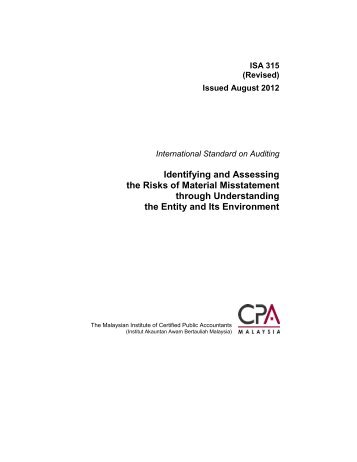 Identifying and Assessing the Risks of Material Misstatement ...