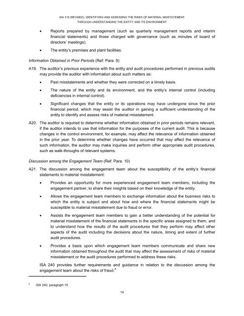 Identifying and Assessing the Risks of Material Misstatement ...