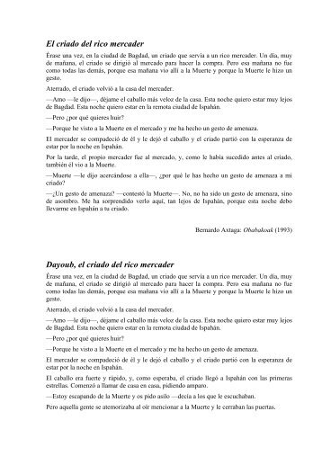 "El criado del rico mercader" (dos versiones) - IES Jaume I de Borriana