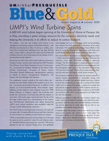 UMPI's Wind Turbine Spins - University of Maine at Presque Isle