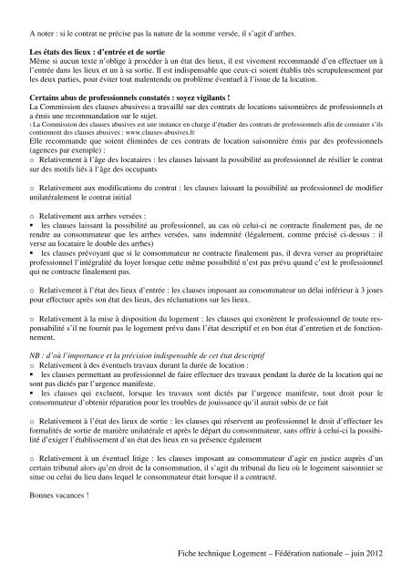 Fiche technique Logement – Fédération nationale – juin 2012 12 ...