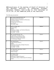 Minutes of the meeting of Board of Governors of the ... - NIT Srinagar