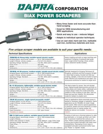 Biax Power Scrapers - Dapra Corporation