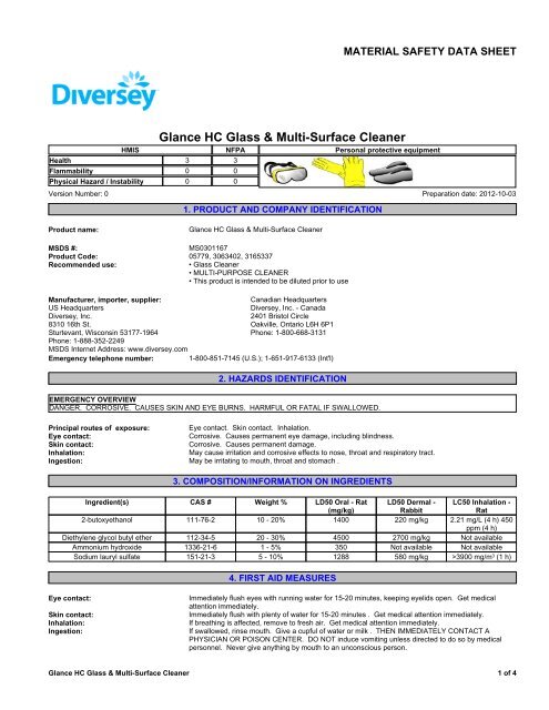 View MSDS - Wesclean Equipment and Cleaning Supplies, Ltd.