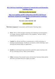HCS 320 Week 4 Individual Assignment Communication and Information Technology Paper/uophelp