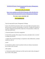 ISCOM 305 Week 3 Taylor Incorporated Inventory Management Challenge/Uophelp