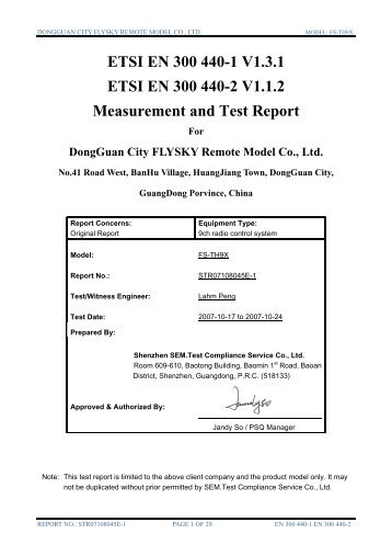 ETSI EN 300 440-1 V1.3.1 ETSI EN 300 440-2 V1.1.2 Measurement