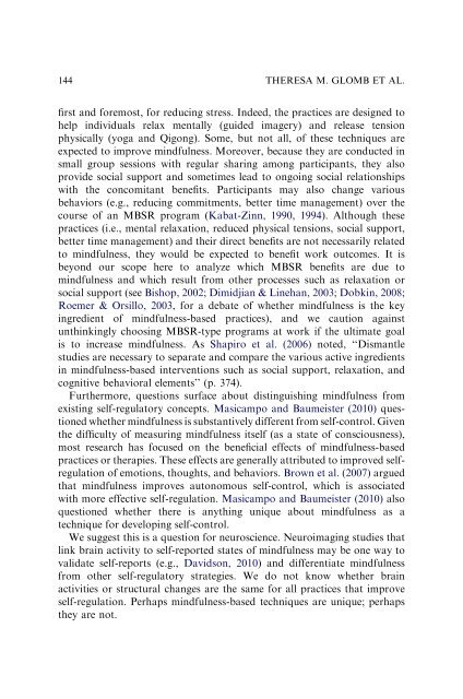 Mindfulness at work (Glomb, Duffy et al, 2012) - Human Resources