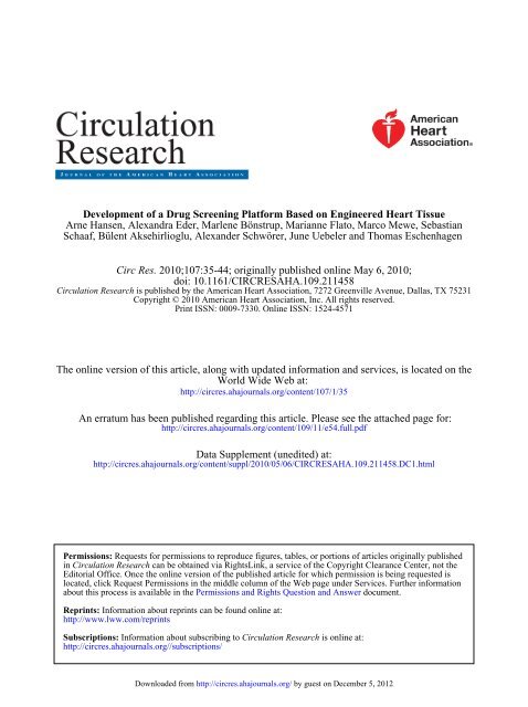 New Methods in Cardiovascular Biology - Circulation Research