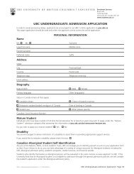 UBC UndergradUate admission appliCation