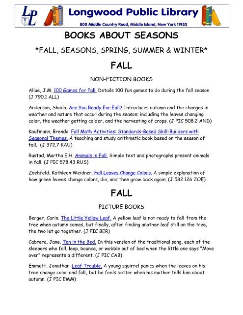 Seasonal Books - Longwood Public Library