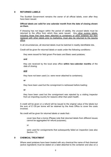 SCOTTISH SEED POTATO CLASSIFICATION SCHEME - SASA