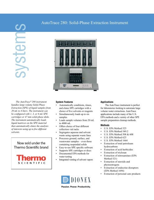 AutoTrace 280 Solid Phase Extraction Instrument Data Sheet - Dionex