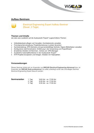 Aufbau-Seminare Electrical Engineering Expert Aufbau ... - wscad