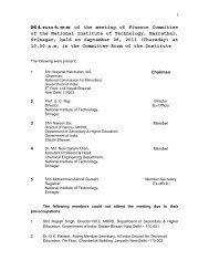 Minutes of the meeting of Finance Committee of the ... - NIT Srinagar