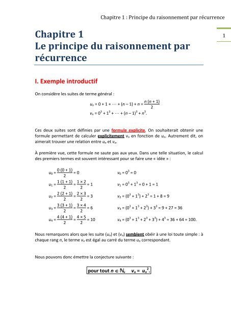Chapitre 1 Principe De Raisonnement Par CAPES De Maths