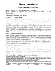 Master Professionnel MÃ©tiers du film documentaire - Univ-provence