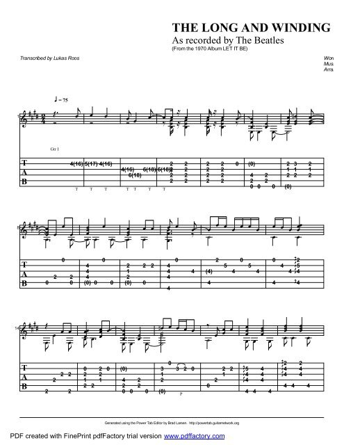 "The Long And Winding Road" (PDF) - Guitar Alliance