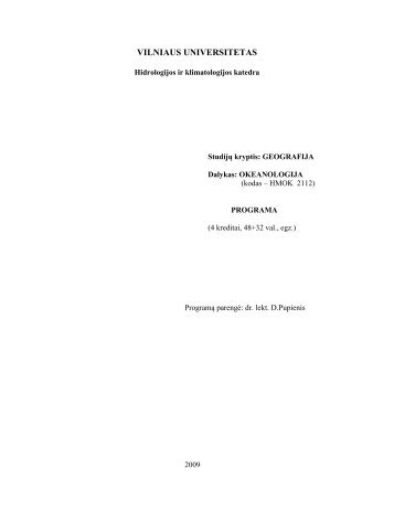 Okeonologija - Hidrologijos ir klimatologijos katedra - Vilniaus ...