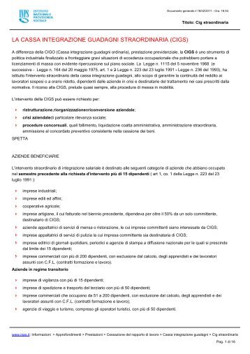 la cassa integrazione guadagni straordinaria (cigs) - uil varese