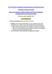 HCS 325 Week 1 Individual Assignment Roles and Functions Paper/uophelp