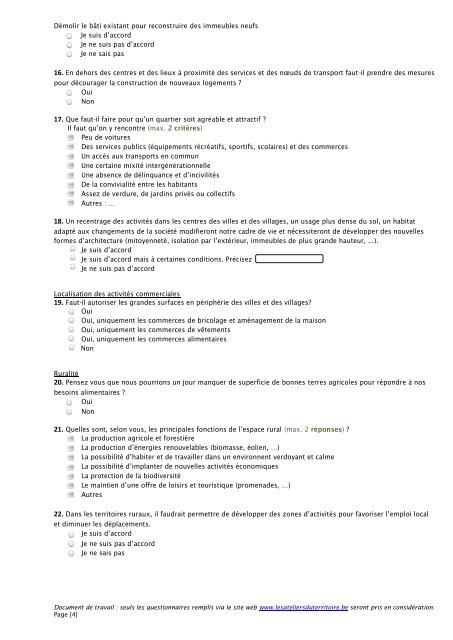 Questionnaire Ã  destination des professionnels, mandataires ...