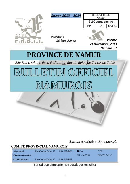 Octobre et Novembre - frbtt - namur