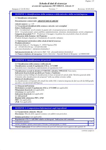 Scheda di Sicurezza ARGONIT BIO SCARICHI - Pellonisrl.it