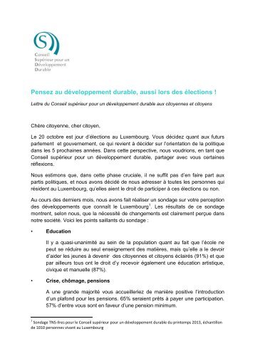 Lettre aux citoyens - Gouvernement du Grand-DuchÃ© de Luxembourg
