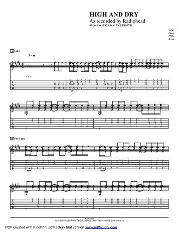 "High And Dry" (PDF) - Guitar Alliance
