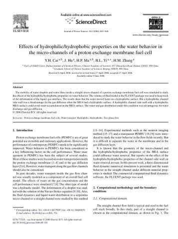 Effects of hydrophilic/hydrophobic properties on the water behavior ...