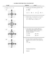 Alg II Honors Final Review