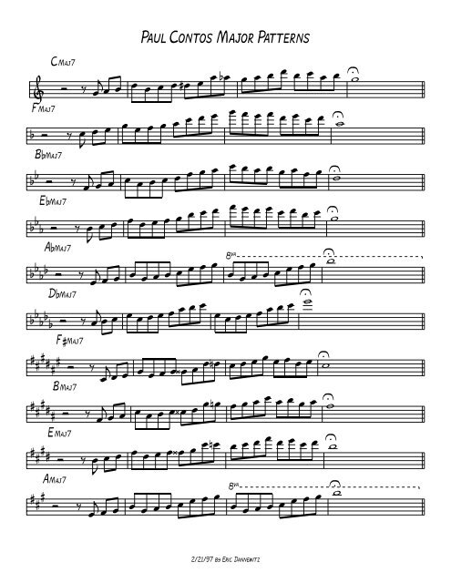 Paul Contos Major Scale Patterns - mo' better blues