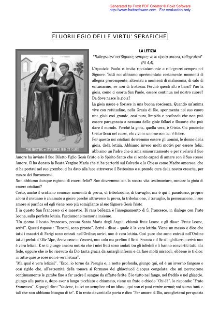 Fluorilegio delle virtù serafiche - Suore Francescane Immacolatine