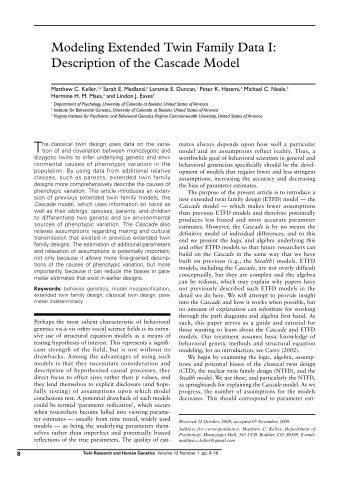 Modeling Extended Twin Family Data I - United States Studies Centre