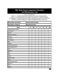 RHI Daily Vessel Inspection Checklist and Maintenance Log