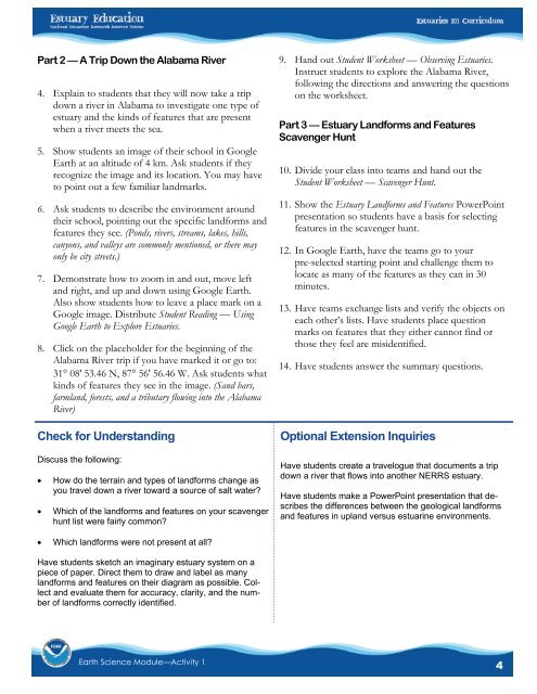 Teacher GuideâEarth Science Module - Estuaries NOAA