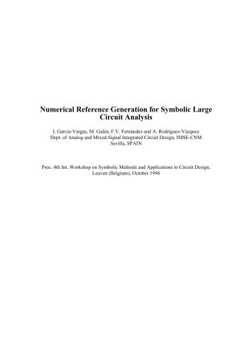 Numerical Reference Generation for Symbolic Large Circuit ... - CNM