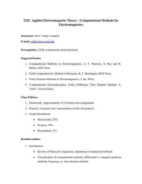 222C Computational Methods for Electromagnetics