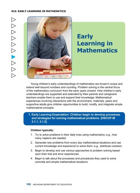 Early Childhood Standards of Quality for ... - State of Michigan