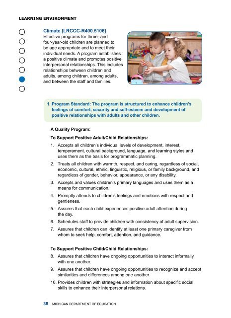 Early Childhood Standards of Quality for ... - State of Michigan