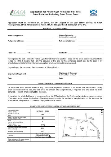 Soil Testing for PCN Application Form - SASA