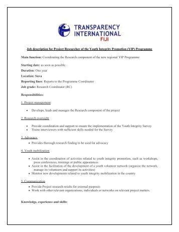 Research Coordinator Job Description - Transparency International ...