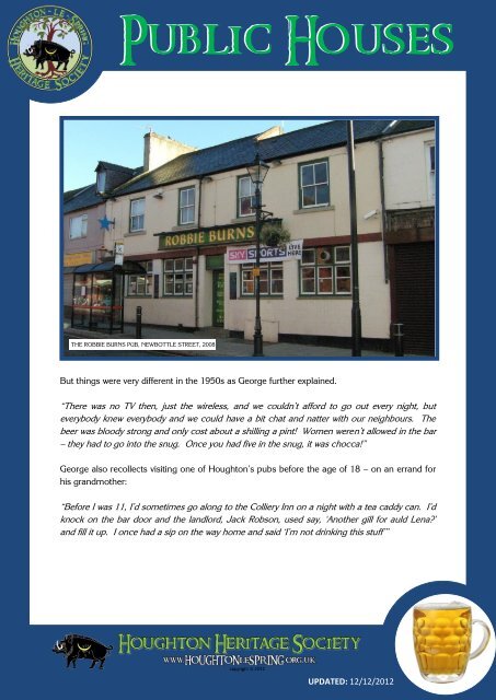 list of houghton's pubs - Houghton-le-Spring