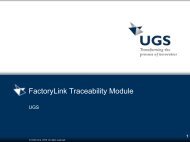 UGS FactoryLink Traceability Module - ToolWorx